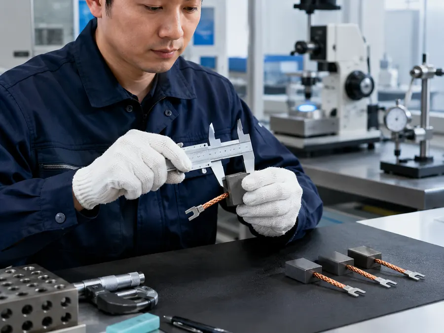 Dimensional and assembly inspection of DC motor brushes