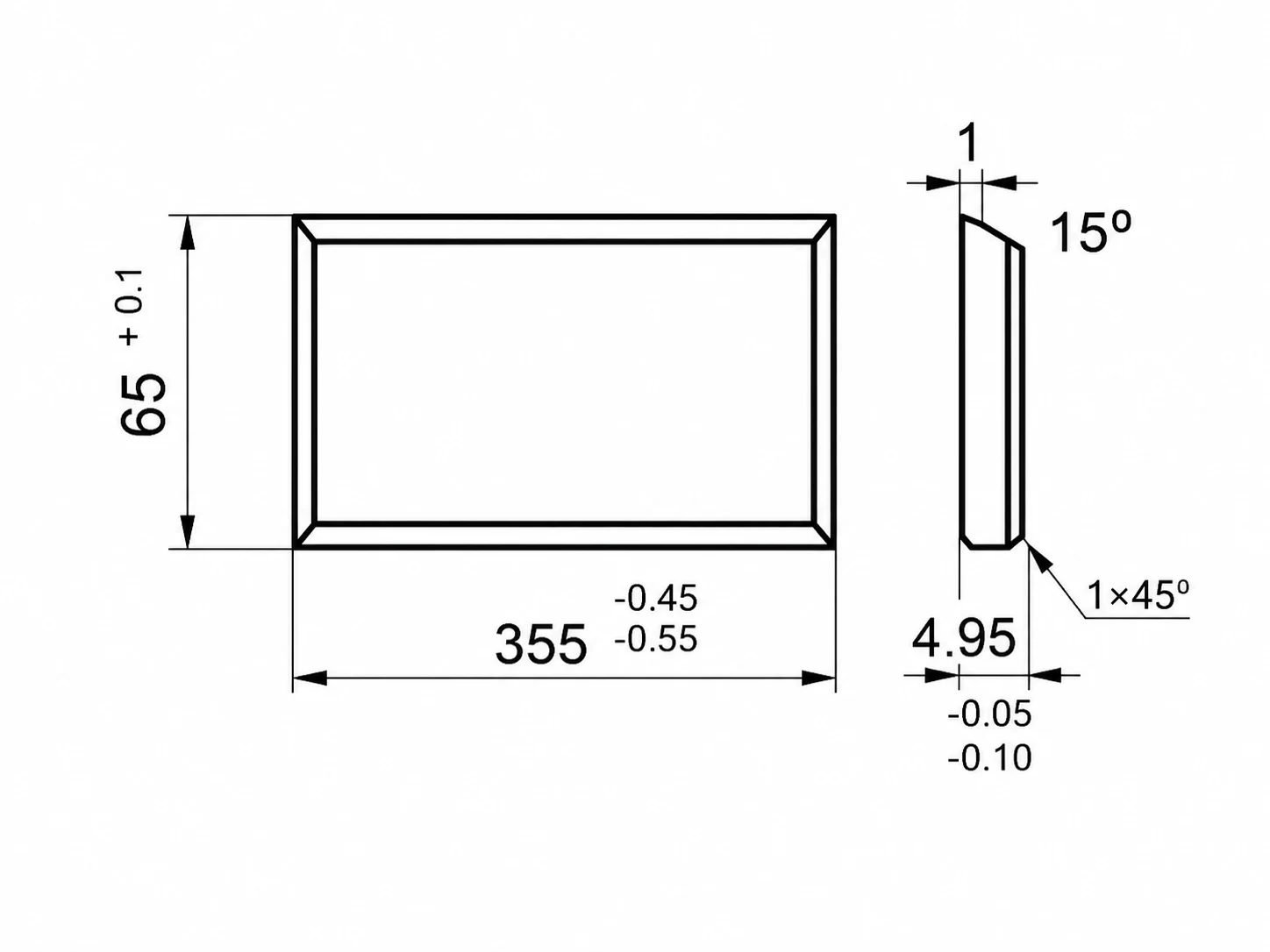 Custom carbon vane dimensions and geometry drawing