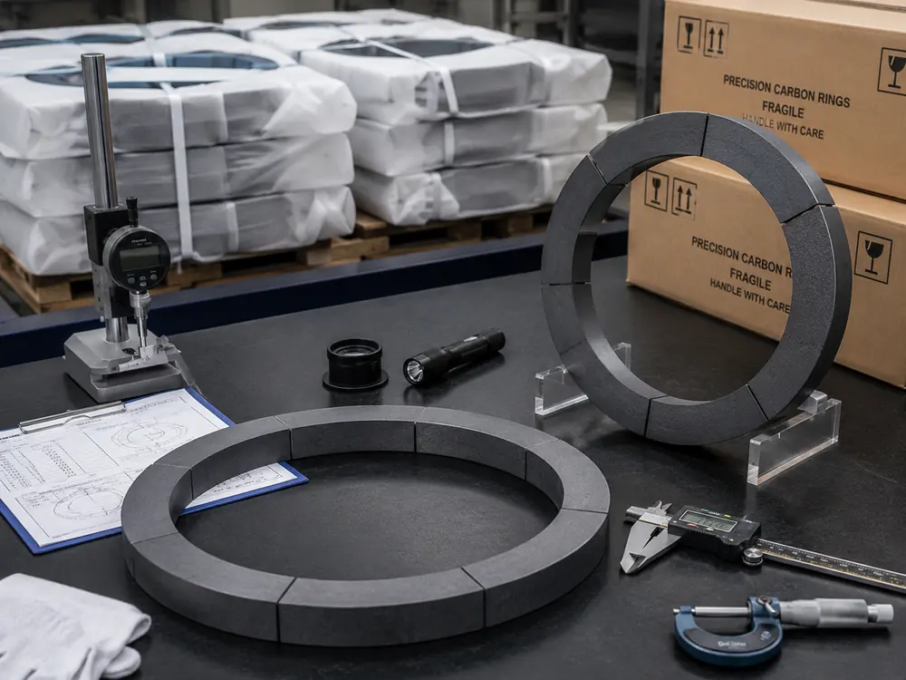 Detailed view of a machined carbon seal ring