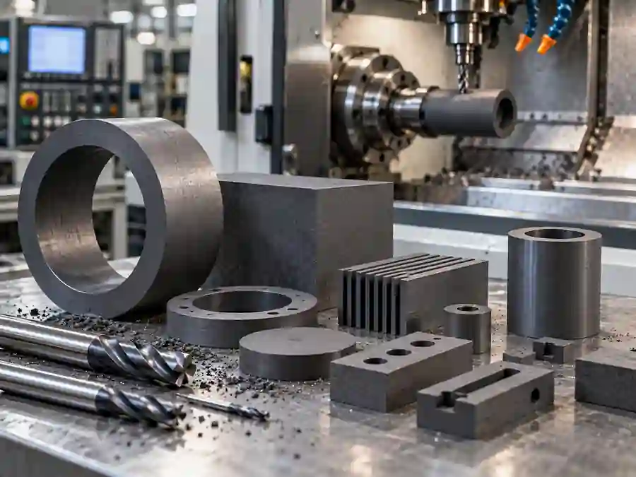 Machining of carbon and graphite industrial components