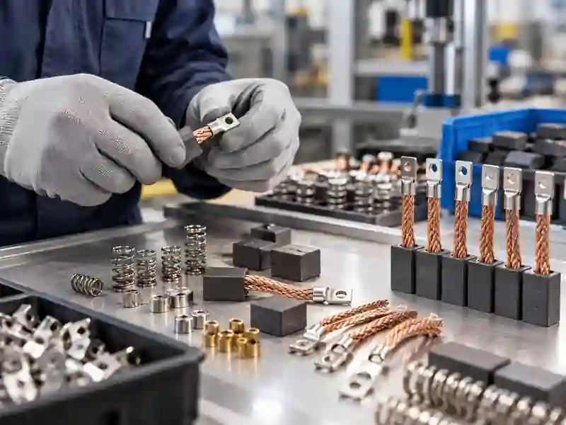 Carbon brush lead and terminal assembly