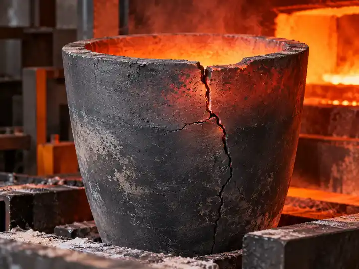 Cracked graphite crucible bottom