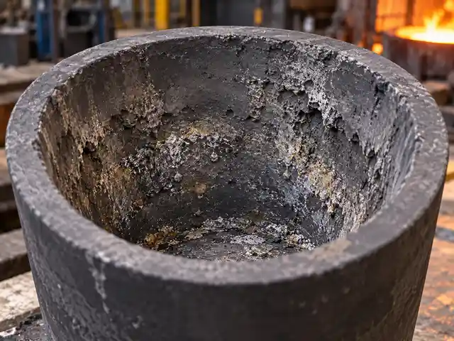 Internal erosion of graphite crucible