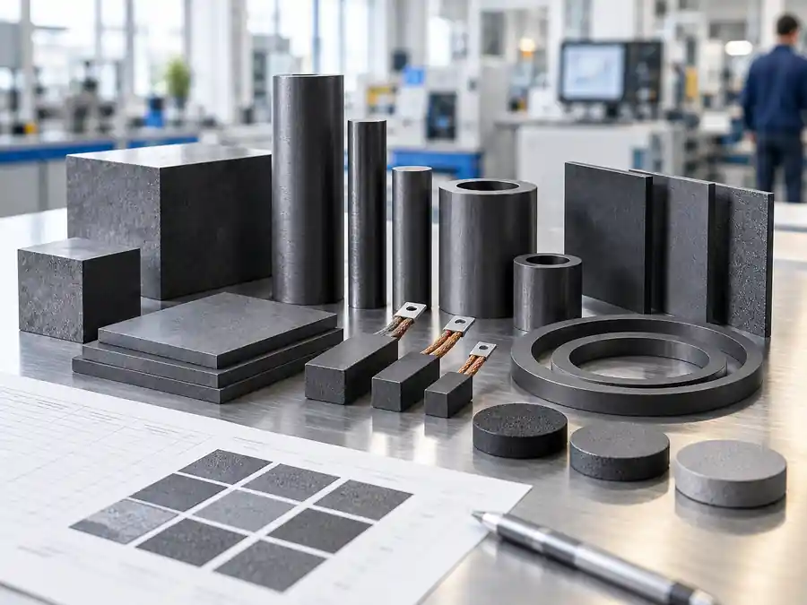 Carbon brush, seal, vane and industrial graphite material grade systems