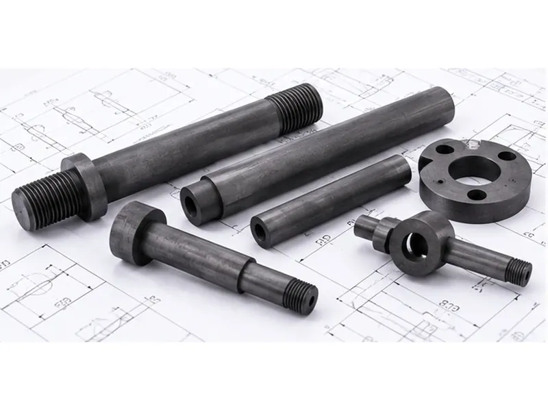 Graphite rod with machined external threads
