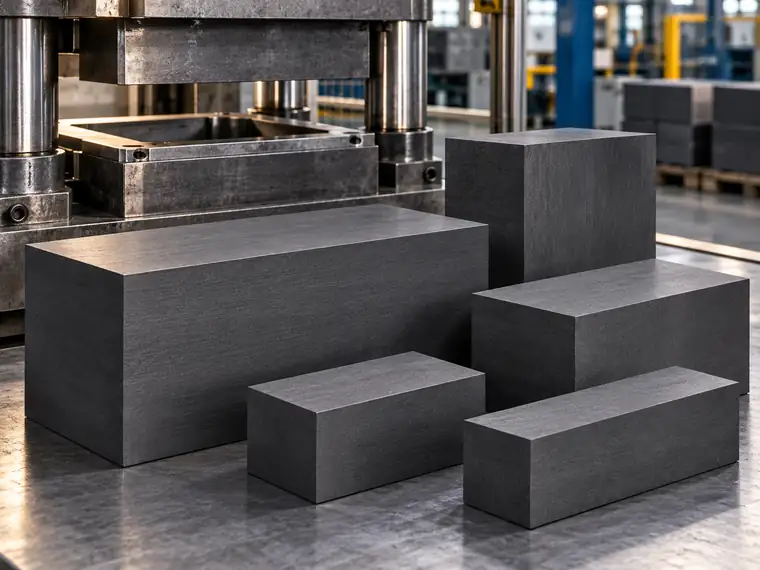 Molded graphite block material